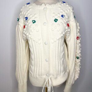 Three-dimensional flower heavy industry sweater cardigan